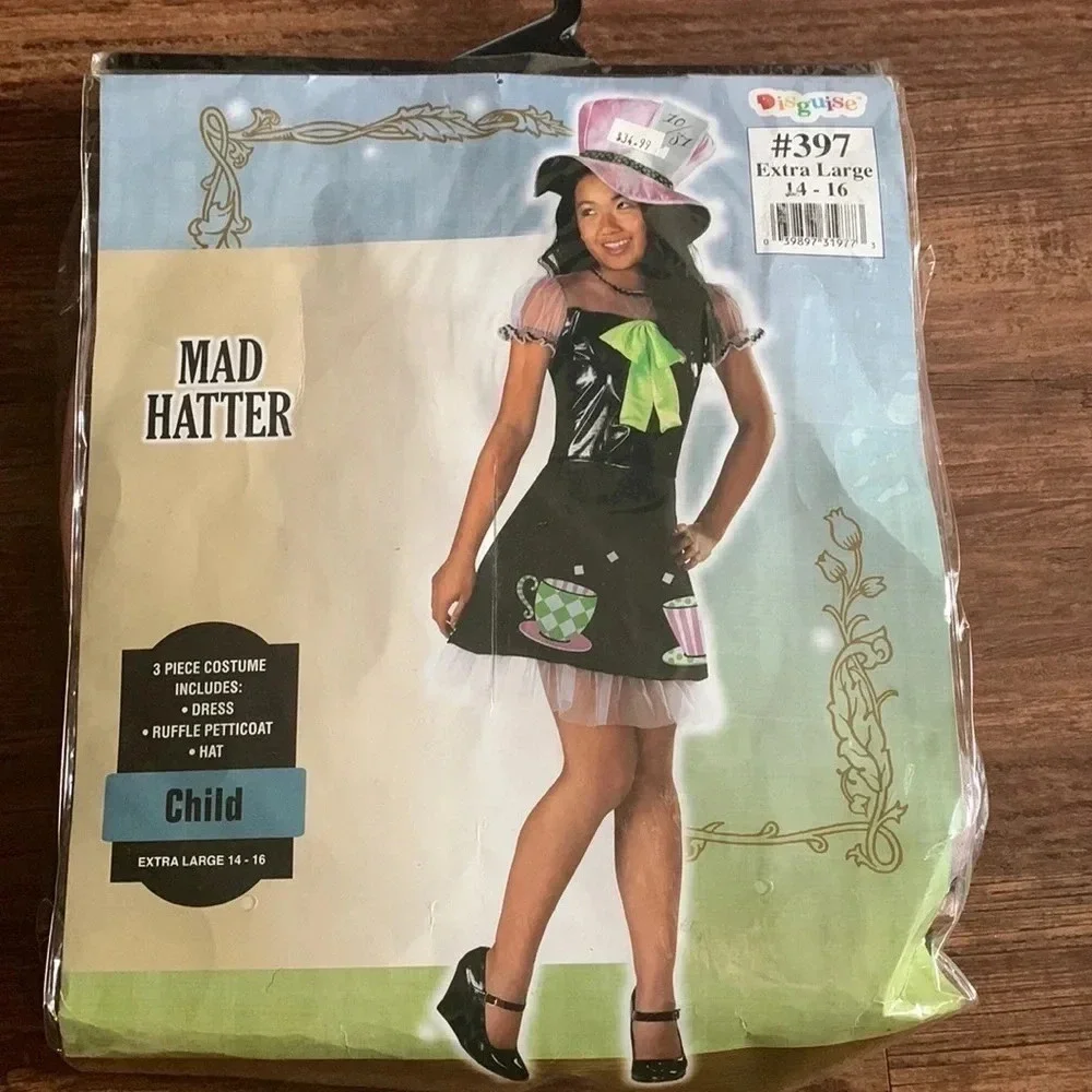 Girls Mad Hatter Halloween Costume 14-16 XL